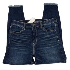 American Eagle Super High Rise Asymmetrical Raw Hem Short Jeans
